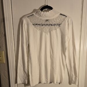 Olivers White Lace and Sparkle Accent Women's Blouse